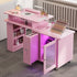 TTGIEET Manicure Table w/LED Light & Lamp, Nail Desk Nail Tech Table w/Dust Collector & Charging Station, Nail Station w/Acrylic Display Rack, Drawers & Glass Door Cabinet