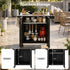 TTGIEET Outdoor Grill Cart with Storage Cabinet, Portable BBQ Prep Station Table Stainless Steel Top, Black with Spice Rack & Waterproof Cover