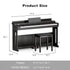 UMOMO 88 Weighted Key Digital Piano Keyboard with Piano Bench, Full Size Electric Piano with Piano Stand, Headphone Jack, 3 Pedal, Electronic Piano for Beginner, Adults
