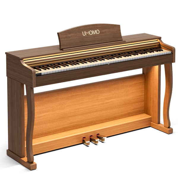 UMOMO U-732 88 Weighted Key Digital Piano with Adjustable Light, Hammer Action Electric Piano with Piano Stand, Full Size Electronic Piano Keyboard for Beginner, Adults, Brown