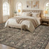 TTGIEET Persian Vintage 8x10 Floral Area Rug, Scalloped Washable Non Slip Stain Resistant Large Carpet for Standard Living King Bedroom Dining Office
