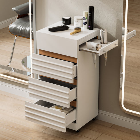 TTGIEET Salon Trolley Cart with Lockable Wheels, Rolling Hair Cart with 3 Dryer Holders for Hair Stylist, Wall Mount Makeup Organizer Stations Cabinet for Beauty Spa Barbershop Tattoo