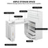 TTGIEET Manicure Table with LED Light, L-Shaped Glass Top Nail Tech Table w/2 Storage Shelves, Upwards Cabinet Door, Corner Nail Station w/3 Drawers & Wrist Cushion