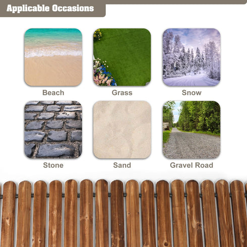 TTGIEET 8 FT Straight Wooden Garden Pathway, Non-Slip Outdoor Roll Out Walkway withRounded Edges for Lawn Patio Backyard