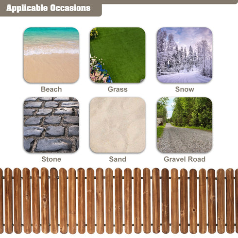 TTGIEET Roll Out Straight Wood Garden Pathway, 12 ft x 17 in Walkway Path with Rounded Edges & Wire Rope Connectio for Backyard Wedding Party