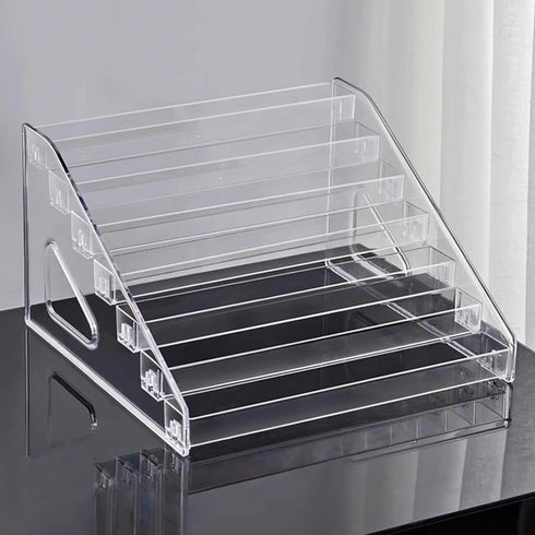 TTGIEET Acrylic Nail Polish Organizer Rack, 7 Tier Clear Holder Stand for Nail Polish Lipstick Makeup Brushes, Wall or Countertop Display, Transparent