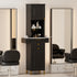 TTGIEET Salon Stations for Hair Stylist, Barber Station w/Glass Shelf & Golden Handles, Hair Salon Station Beauty Salon Spa Equipment w/6 Hair Dryer Holders, 2 Storage Cabinet & Drawers