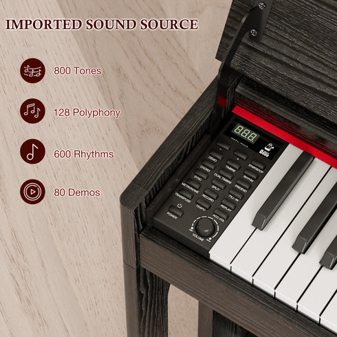 TTGIEET 88 Key Digital Piano Keyboard, Full Size Electric Piano with Piano Stand, Headphone Jack, 3 Pedal, Electronic Piano for Beginner