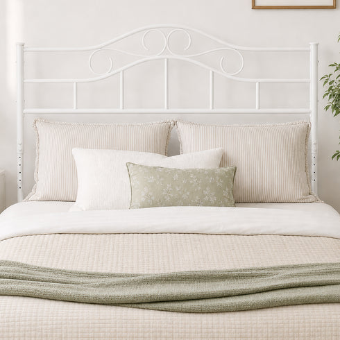 TTGIEET Metal Queen Headboard, Adjustable Height, Vintage Iron Scrollwork Design with Bed Frame Brackets Adapter