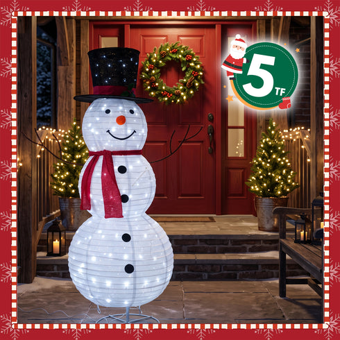 TTGIEET 5ft Lighted Pop-Up Snowman Outdoor Christmas Decoration with 140 LED Lights, Hat & Scarf