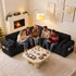 TTGIEET 5-Seater L-Shaped Reversible Sectional Sleeper Sofa, Pull-Out Sofa Bed with Storage & Cup Holders & Adjustable Backrest, Corduroy Couch for Living Room