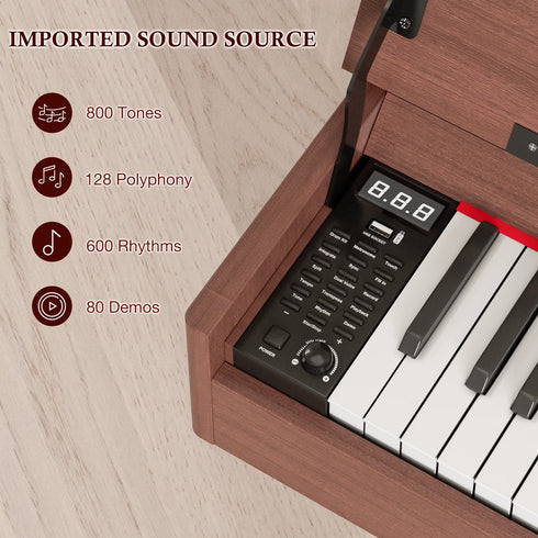 UMOMO 88 Weighted Key Digital Piano with Metal Stand, Beginner Keyboard Piano with Piano Bench, Full Size Heavy Hammer Weighted Action Electric Piano Keyboard with USB MIDI