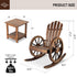 TTGIEET Patio Wood Rocking Chair with Side Table, Outdoor Rocker Bistro Set with Slatted Back and Wheel Armrests for Porch,Garden, Rustic Brown