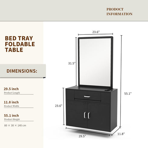 Paddie Wall Mount Salon Station with Mirror