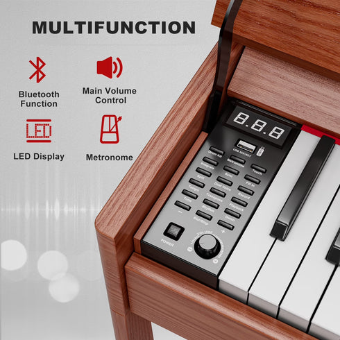 UMOMO 88 Weighted Key Digital Piano with Duet Piano Bench, Beginner Keyboard Piano Full Size Heavy Hammer Weighted Action Electric Piano Keyboard with USB MIDI