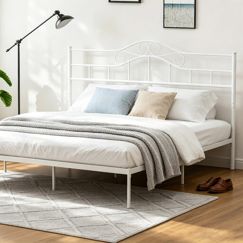 TTGIEET Metal King Headboard, Adjustable Height, Vintage Iron Scrollwork Design with Bed Frame Brackets Adapter