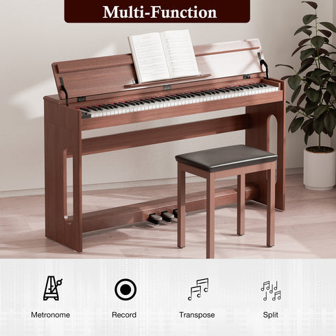TTGIEET 88 Key Digital Piano Keyboard, Full Size Electric Piano with Piano Stand, Headphone Jack, 3 Pedal, Electronic Piano for Beginner