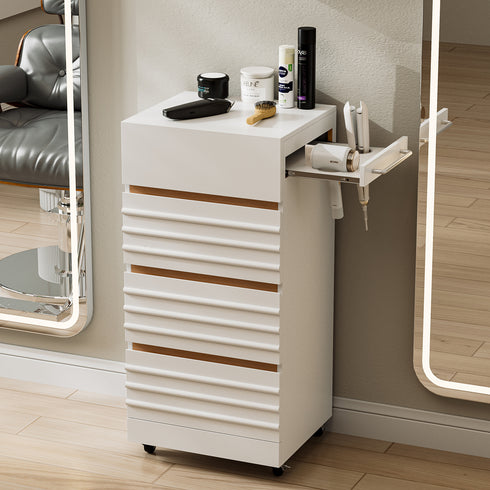 TTGIEET Salon Trolley Cart with Lockable Wheels, Rolling Hair Cart with 3 Dryer Holders for Hair Stylist, Wall Mount Makeup Organizer Stations Cabinet for Beauty Spa Barbershop Tattoo
