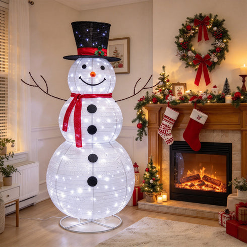 TTGIEET 6ft Lighted Pop-Up Snowman Outdoor Christmas Decoration with 225 LED Lights, Hat & Scarf