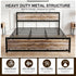 TTGIEET California King Size Metal Platform Bed Frame with Wooden Headboard and Footboard, No Box Spring Needed, Large Under Bed Storage（Light Brown）