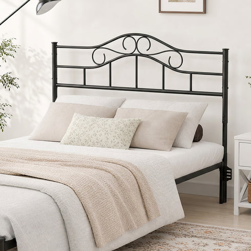 TTGIEET Metal Full Headboard, Adjustable Height, Vintage Iron Scrollwork Design with Bed Frame Brackets Adapter