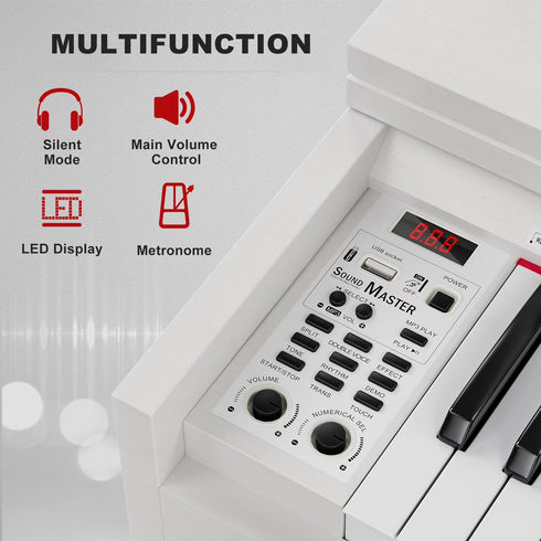 UMOMO 88 Weighted Key Digital Piano Keyboard with Piano Bench, Full Size Electric Piano with Piano Stand, Headphone Jack, 3 Pedal, Electronic Piano for Beginner, Adults