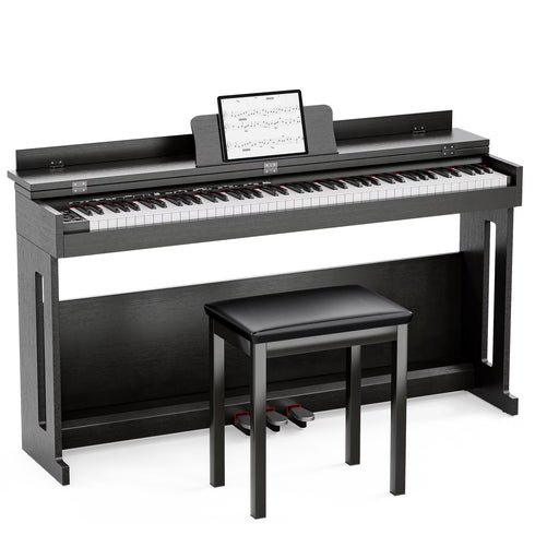 UMOMO 88 Weighted Key Digital Piano Keyboard with Piano Bench, Full Size Electric Piano with Piano Stand, Headphone Jack, 3 Pedal, Electronic Piano for Beginner, Adults