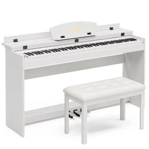 TTGIEET 88-Key Upright Digital Piano with Bench, Full-Size Electric Keyboard with Stand and 3 Pedals, Headphone Jack