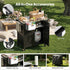 TTGIEET Outdoor Grill Cart with Storage Cabinet, Portable BBQ Prep Station Table Stainless Steel Top, Black with Spice Rack & Waterproof Cover