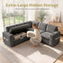TTGIEET 5-Seater L-Shaped Reversible Sectional Sleeper Sofa, Pull-Out Sofa Bed with Storage & Cup Holders & Adjustable Backrest, Corduroy Couch for Living Room