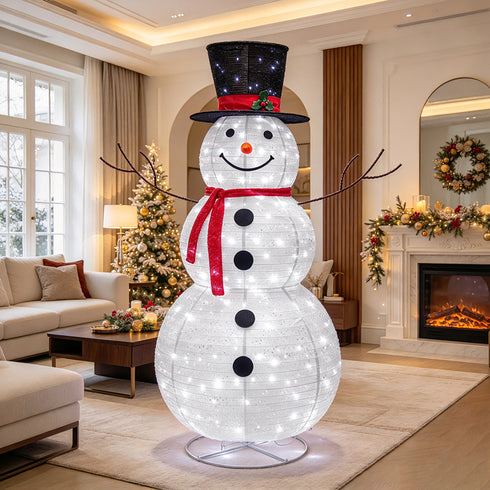 TTGIEET 6ft Lighted Pop-Up Snowman Outdoor Christmas Decoration with 225 LED Lights, Hat & Scarf