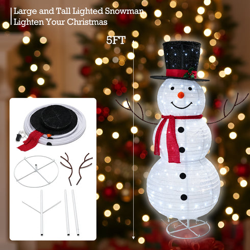 TTGIEET 5ft Lighted Pop-Up Snowman Outdoor Christmas Decoration with 140 LED Lights, Hat & Scarf