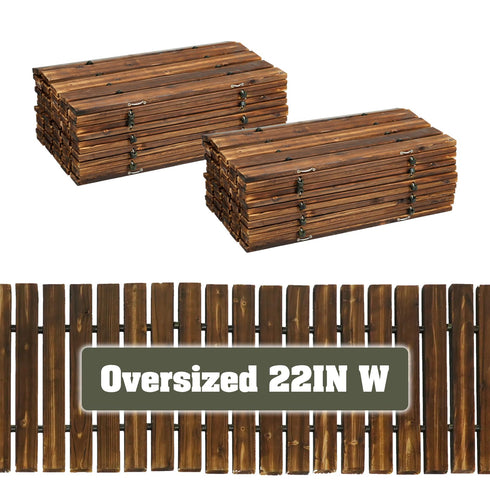 TTGIEET 12FT Wooden Roll Out Garden Pathway, 22" Wide Outdoor Walkway with Anti-Slip Spikes, No Install Patio Path Mat for Lawn Backyard (Dark Brown)