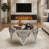 TTGIEET Hexagon Diamond Mirror Coffee Table, Crushed Diamond Finish Art Deco Luxury Centerpiece for Living Room