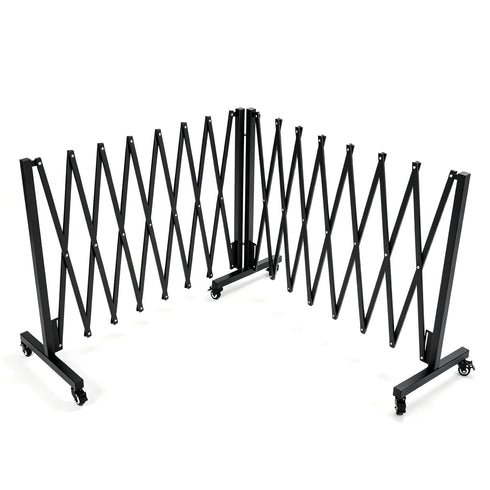 TTGIEET 20FT Expandable Metal Barricade with Lockable Casters, 0-180° Rotatable Foldable Weather Resistant Safety Fence for Patio, Garden, Stairway