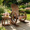 TTGIEET Patio Wood Rocking Chair with Side Table, Outdoor Rocker Bistro Set with Slatted Back and Wheel Armrests for Porch,Garden, Rustic Brown