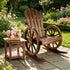 TTGIEET Patio Wood Rocking Chair with Side Table, Outdoor Rocker Bistro Set with Slatted Back and Wheel Armrests for Porch,Garden, Rustic Brown
