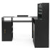 TTGIEET Manicure Table with LED Light, L-Shaped Glass Top Nail Tech Table w/2 Storage Shelves, Upwards Cabinet Door, Corner Nail Station w/3 Drawers & Wrist Cushion
