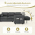 TTGIEET 5-Seater L-Shaped Reversible Sectional Sleeper Sofa, Pull-Out Sofa Bed with Storage & Cup Holders & Adjustable Backrest, Corduroy Couch for Living Room