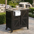 TTGIEET Outdoor Grill Cart with Storage Cabinet, Portable BBQ Prep Station Table Stainless Steel Top, Black with Spice Rack & Waterproof Cover