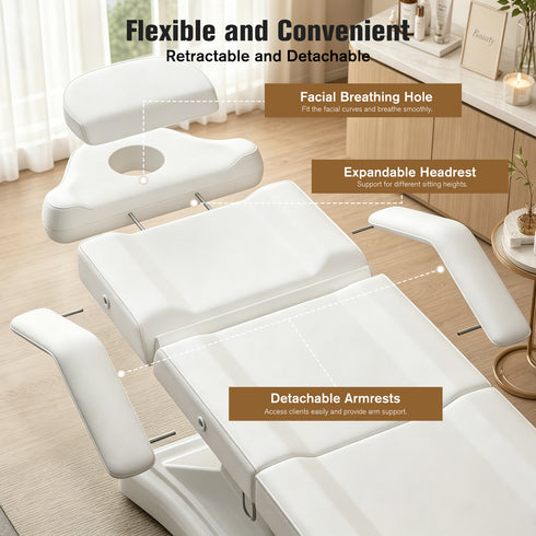 TTGIEET Fully Electric Esthetician Bed with 3 Motors, Adjustable Spa Facial Chair Massage Table for Tattoo, Lash Extensions, Waxing, Skincare & Beauty Salon