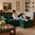 TTGIEET Loveseat with Chaise Ottoman, L-Shaped Chenille Cloud Couch for Living Room