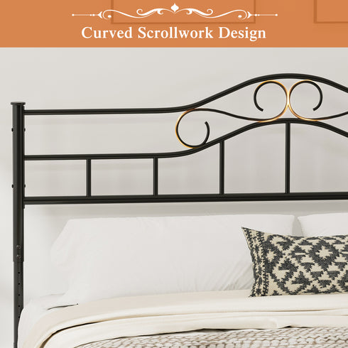 TTGIEET Metal King Headboard, Adjustable Height, Vintage Iron Scrollwork Design with Bed Frame Brackets Adapter