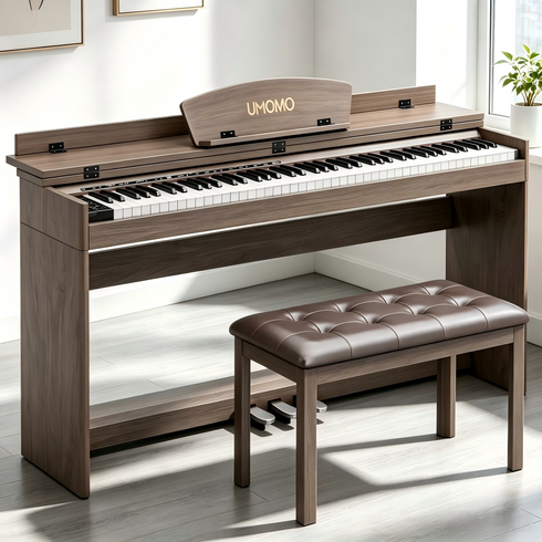 TTGIEET 88-Key Upright Digital Piano with Bench, Full-Size Electric Keyboard with Stand and 3 Pedals, Headphone Jack