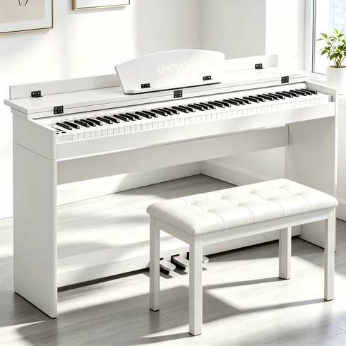 TTGIEET 88-Key Upright Digital Piano with Bench, Full-Size Electric Keyboard with Stand and 3 Pedals, Headphone Jack