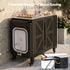 TTGIEET Outdoor Grill Cart with Storage Cabinet, Portable BBQ Prep Station Table with Foldable Sink, Stainless Steel Top, Black, Includes Waterproof Cover & Wheels