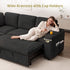 TTGIEET 5-Seater L-Shaped Reversible Sectional Sleeper Sofa, Pull-Out Sofa Bed with Storage & Cup Holders & Adjustable Backrest, Corduroy Couch for Living Room