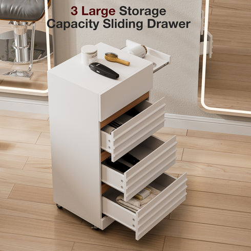 TTGIEET Salon Trolley Cart with Lockable Wheels, Rolling Hair Cart with 3 Dryer Holders for Hair Stylist, Wall Mount Makeup Organizer Stations Cabinet for Beauty Spa Barbershop Tattoo