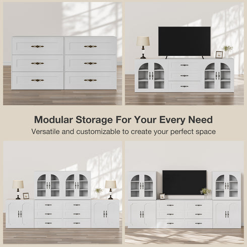 TTGIEET Wooden Dresser with 3 Large Drawers, Modular Media Console Storage Chest of Drawers, Sideboard Credenza for Living Room, Entryway, Kitchen