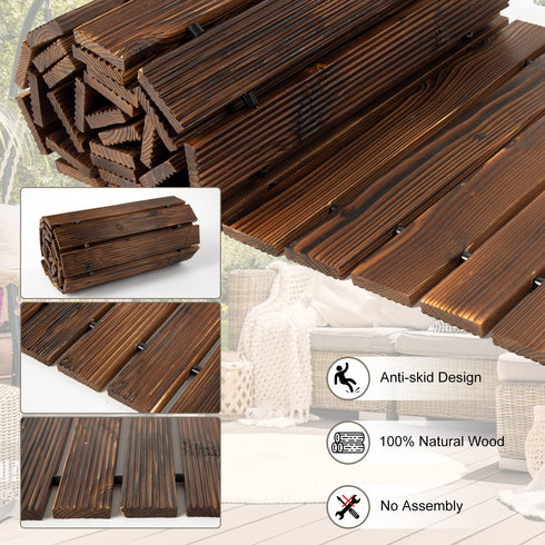 TTGIEET 12FT Wooden Roll Out Garden Pathway, 22" Wide Outdoor Walkway with Anti-Slip Spikes, No Install Patio Path Mat for Lawn Backyard (Dark Brown)